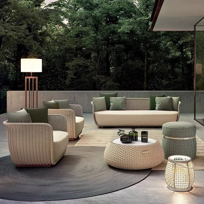 Outdoor leisure villa hotel courtyard garden furniture outdoor terrace waterproof sunscreen rattan sofa
Outdoor leisure villa hotel courtyard garden furniture outdoor terrace waterproof sunscreen rattan sofa