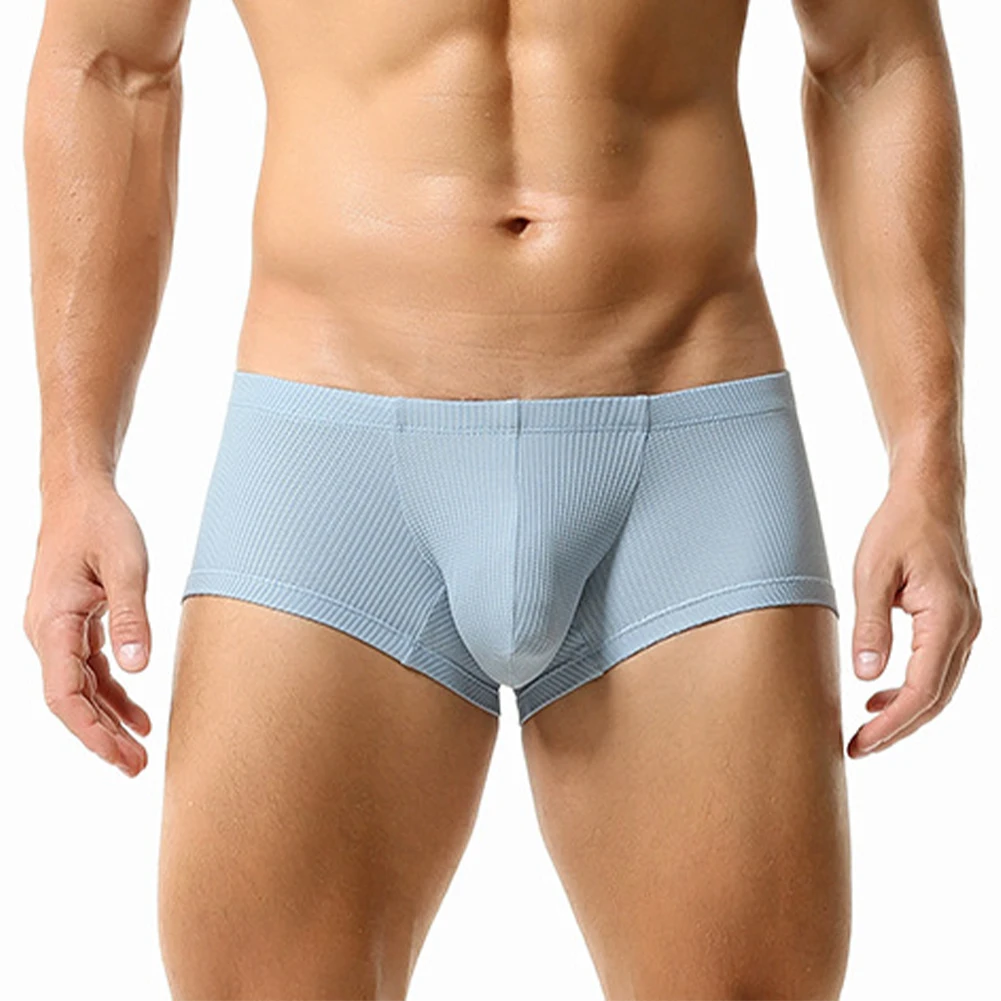 

Sexy Men Ice Silk Boxer Mesh Big Pouch U Convex Underwear Hip Lift Short Trunks Super Elasticity Underpants Solid Swimwear