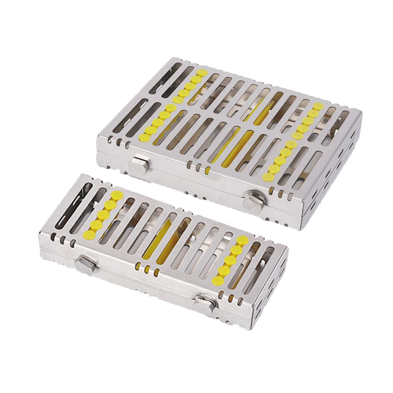 

Dental Autoclavable Surgical Sterilization Box Stainless steel Sterilization Rack Dental Cassette File Burs Disinfection Tray