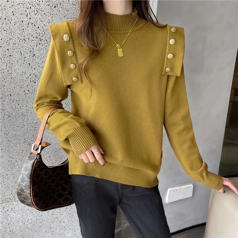 2023 Autumn Winter Button Sweater Women Semi-turtle Neck Pullover Top Female Casual Loose Long Sleeve Knitting Bottoming Shirt
2023 Autumn Winter Button Sweater Women Semi-turtle Neck Pullover Top Female Casual Loose Long Sleeve Knitting Bottoming Shirt