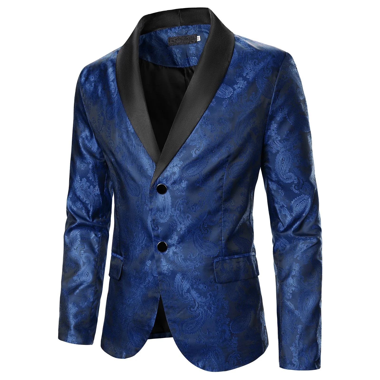 

Men Suit Coats Bright Jacquard Fabric Contrast Color Collar Party Luxury Design Causal Fashion Slim Fit Classic Men's Blazer