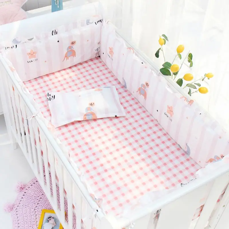 

5Pcs Baby Crib Bumpers Set Padded Nursery Beddings Infant Toddler Bed Side Protecotor Kids Beddings New Customized Newborn Stuff