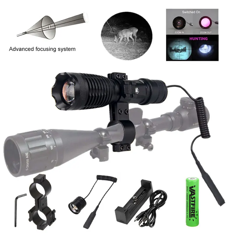

IR-710 7W Infrared Radiation IR Flashlight 850nm Night Vision Zoomable 1-Mode Adjustable Focus Hunting Lamp Weapon Light Lantern