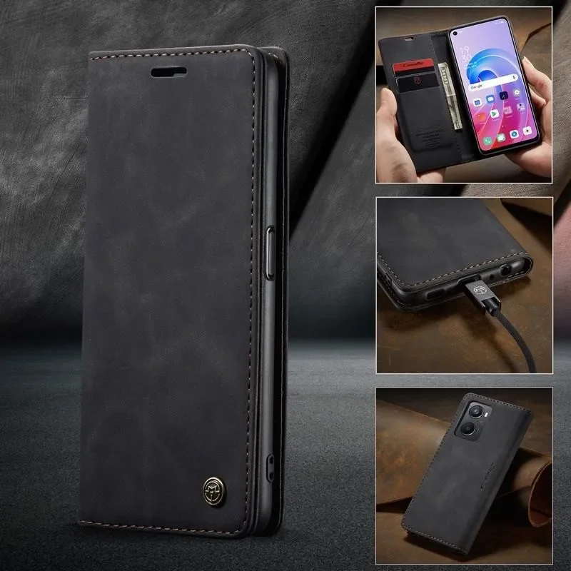 

Leather Wallet Phone Case For OPPO A78 A77 A76 A74 A95 A57 A57E F19 A36 K10 A96 F21 A1 Pro Cases On Reno 8 10 Pro 8T Flip Cover