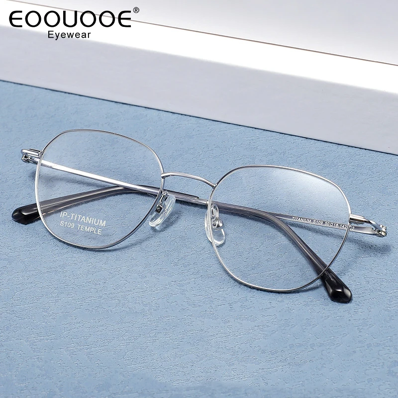

50mm Fashion Eyeglasses Titanium LIGHTWEIGHT Men's Women's Glasses Frame Myopia Optics Eyewear Anti-Reflection Prescription Lens