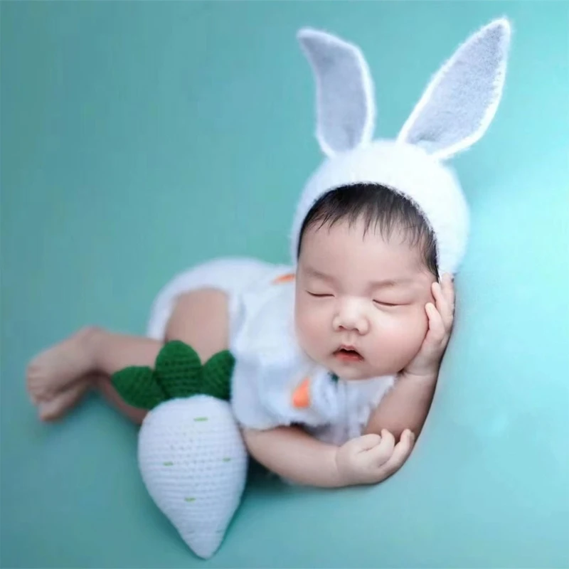 Newborn Photography Props Bunny Ear Hat & Carrot Toy for Baby 0-2M Infant Crochet Hat Newborn Headwear Photo Shooting Background
Newborn Photography Props Bunny Ear Hat & Carrot Toy for Baby 0-2M Infant Crochet Hat Newborn Headwear Photo Shooting Background