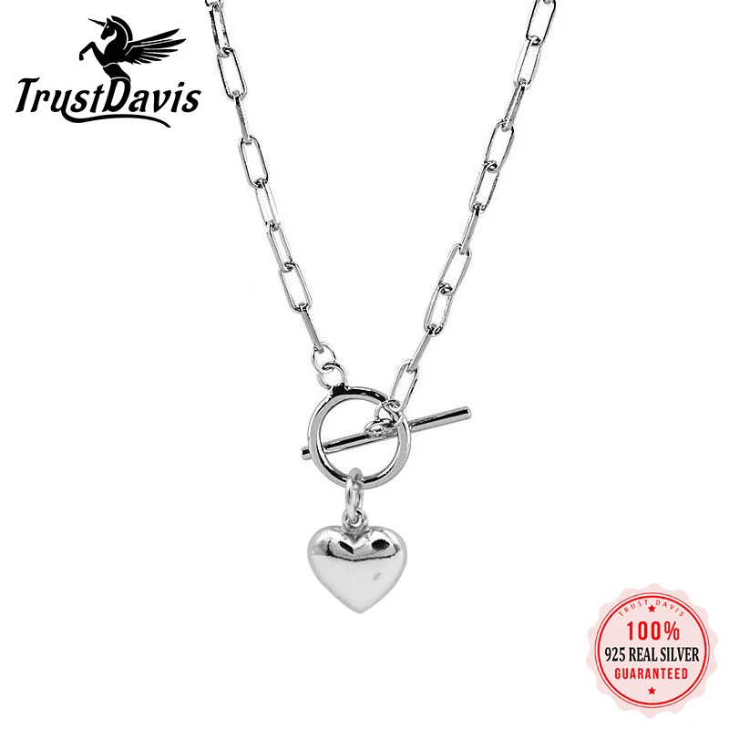 TrustDavis Real 925 Sterling Silver Sweet Romantic Heart Round Stick Necklace For Women Wedding Birthday Present Jewelry DD1061
TrustDavis Real 925 Sterling Silver Sweet Romantic Heart Round Stick Necklace For Women Wedding Birthday Present Jewelry DD1061