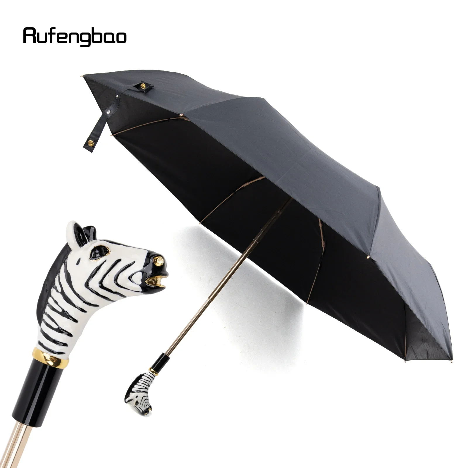 

Zebra Handle Women's Men's Umbrella, Automatic Umbrella, Folding UV Protection Sunny and Rainy Days Windproof Umbrella