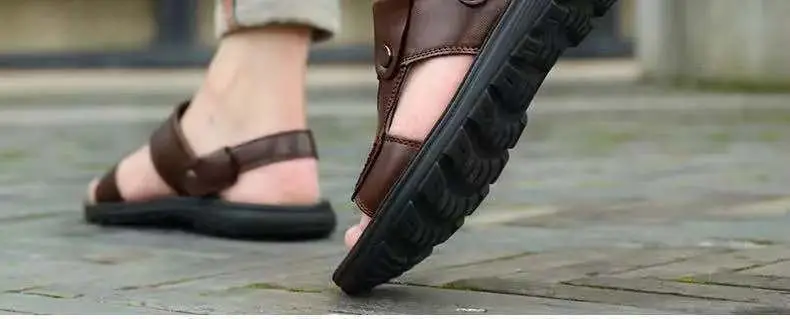 صنادل رجالية 2023 جديدة من الجلد الناعم، أحذية شاطئية غير رسمية مقاومة للانزلاق ومقاومة للتآكل، صنادل صيفية مزدوجة الاستخدام ... صنادل رجالية 2023 جديدة من الجلد الناعم، أحذية شاطئية غير رسمية مقاومة للانزلاق ومقاومة للتآكل، صنادل صيفية مزدوجة الاستخدام ...