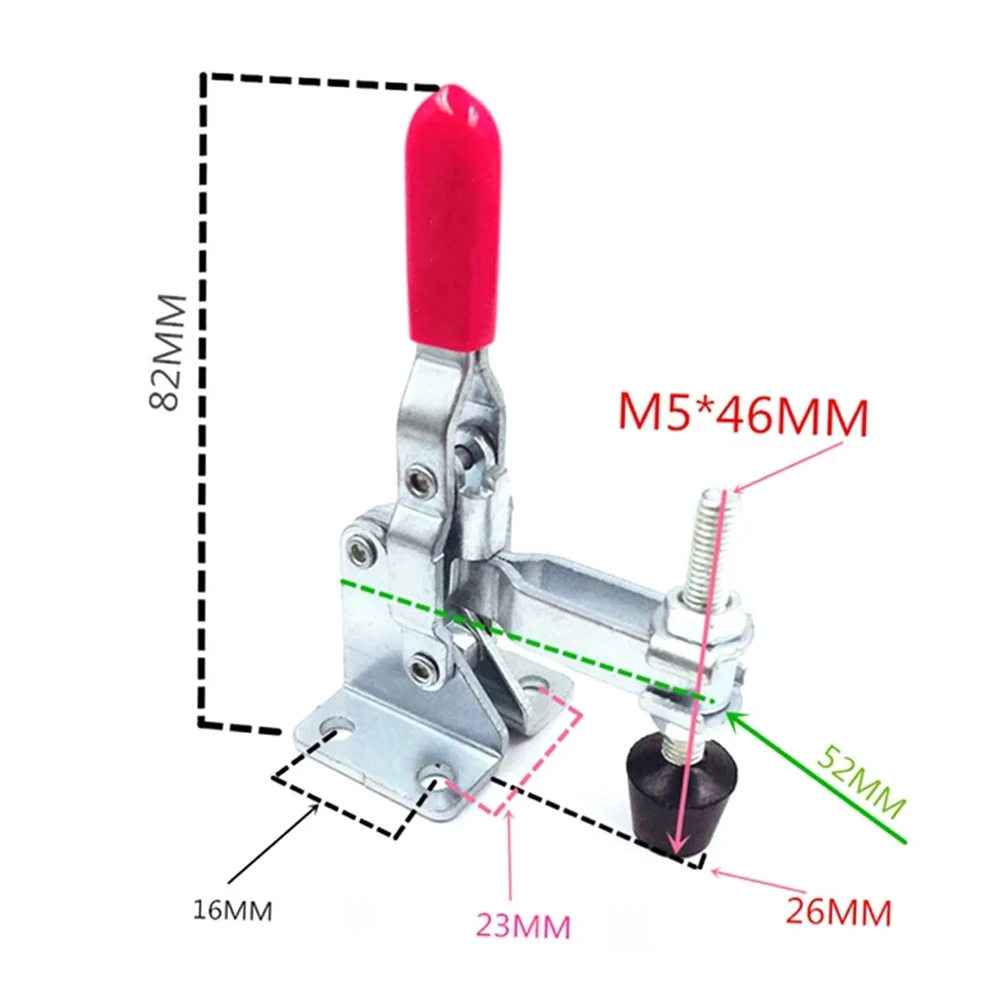 Toggle Clamp Tools Silver + Red Toggle Clamp 110Lbs/50kg 5Pcs GH-101-A Galvanized Iron + Plastic Holding Capacity
Toggle Clamp Tools Silver + Red Toggle Clamp 110Lbs/50kg 5Pcs GH-101-A Galvanized Iron + Plastic Holding Capacity