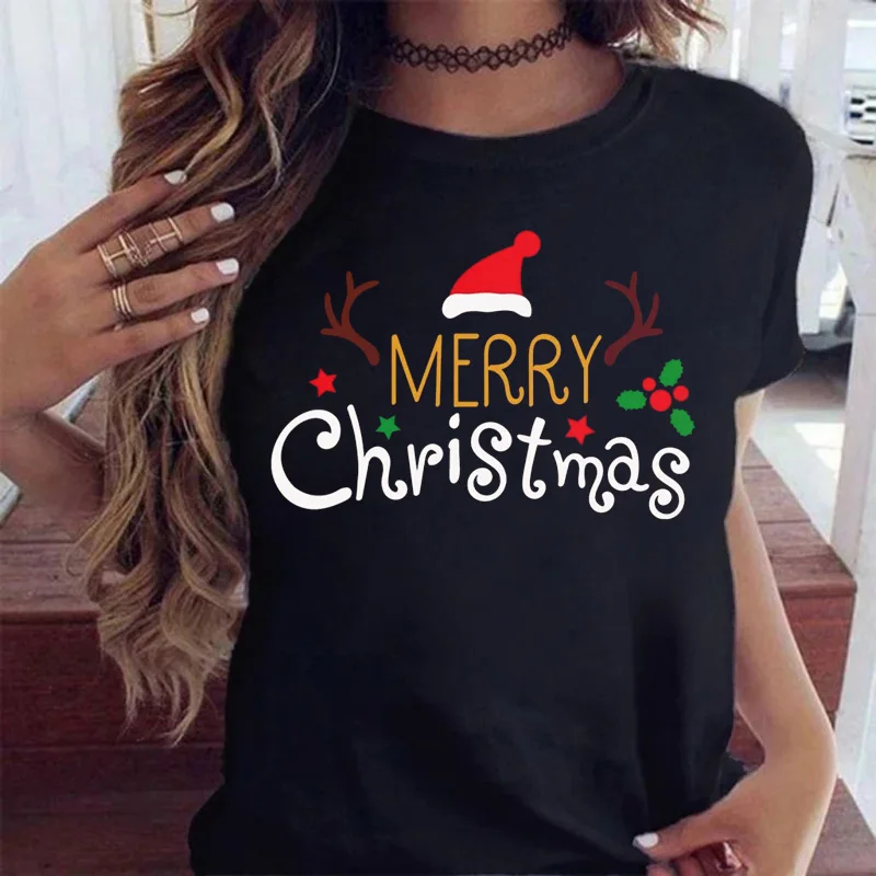 Women T Top Merry Christmas Lovely T Shirt Short Sleeve Holiday Print Cartoon Shirt Female Graphic Tee Tshirt New Year T-Shirts
Women T Top Merry Christmas Lovely T Shirt Short Sleeve Holiday Print Cartoon Shirt Female Graphic Tee Tshirt New Year T-Shirts