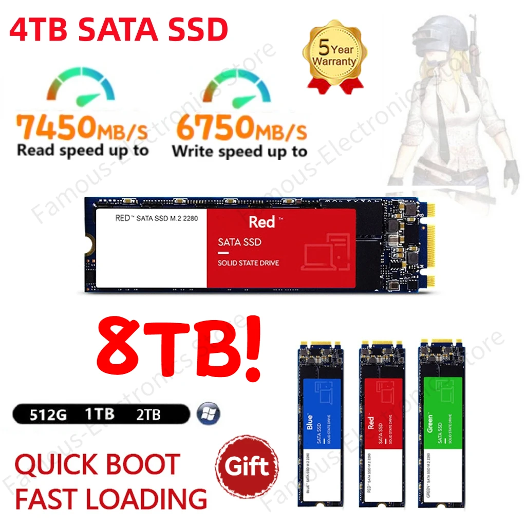 

M.2 4TB 2TB 1TB 500GB 8TB Hard drive disk sataIII 2.5 inch ssd TLC 7500MB/s internal Solid State Drives for laptop and desktop