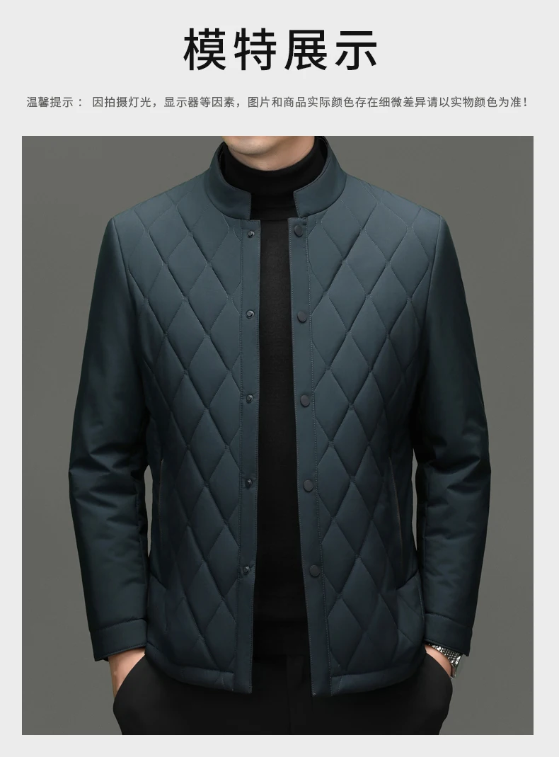 سترة رجالية فاخرة من حرير التوت بياقة عالية، تصميم جديد أنيق لفصلي الخريف والشتاء، معطف عملي غير رسمي مقاوم للرياح سترة رجالية فاخرة من حرير التوت بياقة عالية، تصميم جديد أنيق لفصلي الخريف والشتاء، معطف عملي غير رسمي مقاوم للرياح