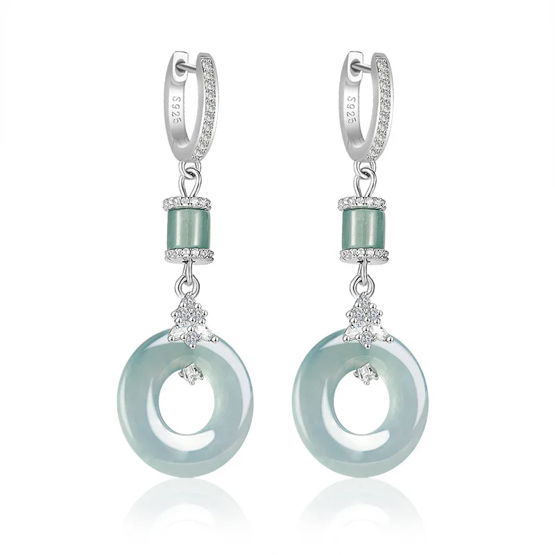 Natural a Cargo Jade Blue Water Jade Ring Earrings Ice Jade S925 Silver Inlay Women's High-End Fashion Earrings
Natural a Cargo Jade Blue Water Jade Ring Earrings Ice Jade S925 Silver Inlay Women's High-End Fashion Earrings