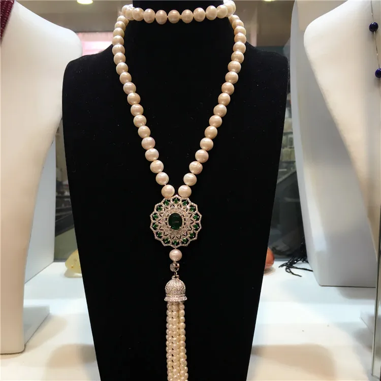 Handmade natural 8-9mm white freshwater pearl necklace long micro inlay zircon clasp sweater chain tassel fashion jewelry
Handmade natural 8-9mm white freshwater pearl necklace long micro inlay zircon clasp sweater chain tassel fashion jewelry
