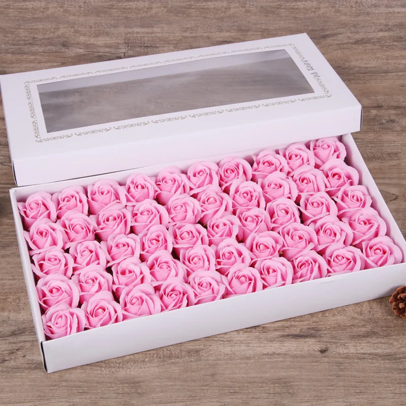

50pcs 2022 Valentines Day Gift for Girlfriend Lover Rose Flower Soap Wedding Gifts for Guests Bridesmaid Gift Party Favors