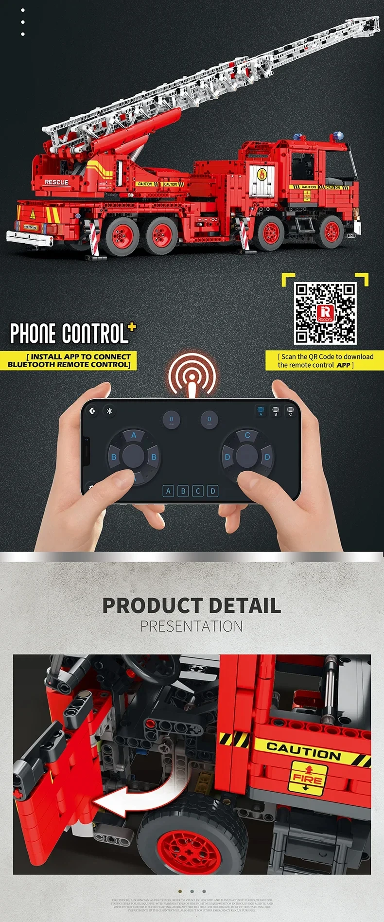 3266Pcs Fire Engineering Ladder Truck Building Blocks Remote Control Fire Rescue Car Model Bricks Set Toy For Kids Holiday Gifts 3266Pcs Fire Engineering Ladder Truck Building Blocks Remote Control Fire Rescue Car Model Bricks Set Toy For Kids Holiday Gifts