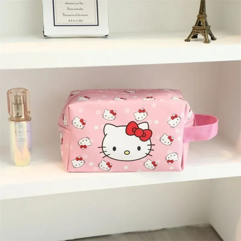 

Sanrio Hello Kitty Kuromi Cosmetic Bag Cute Cartoon Kawaii Pencil Case Portable Girly Heart High Capacity Storage Bag