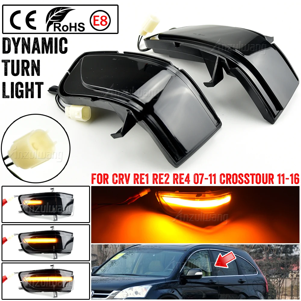 

Pair Dynamic LED Side Door Wing Turn Signal Light Mirror Indicator Lamp Blinker for Honda CRV CR-V 2007-2011 Crosstour 2011-2016