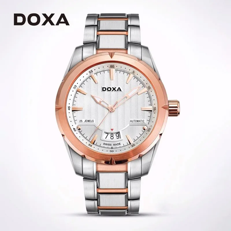 

DOXA Automatic Men's Mechanical Watch Metal Silver Casual Watch 100 Meters Waterproof Swiss Watch Sapphire Crystal Mirror