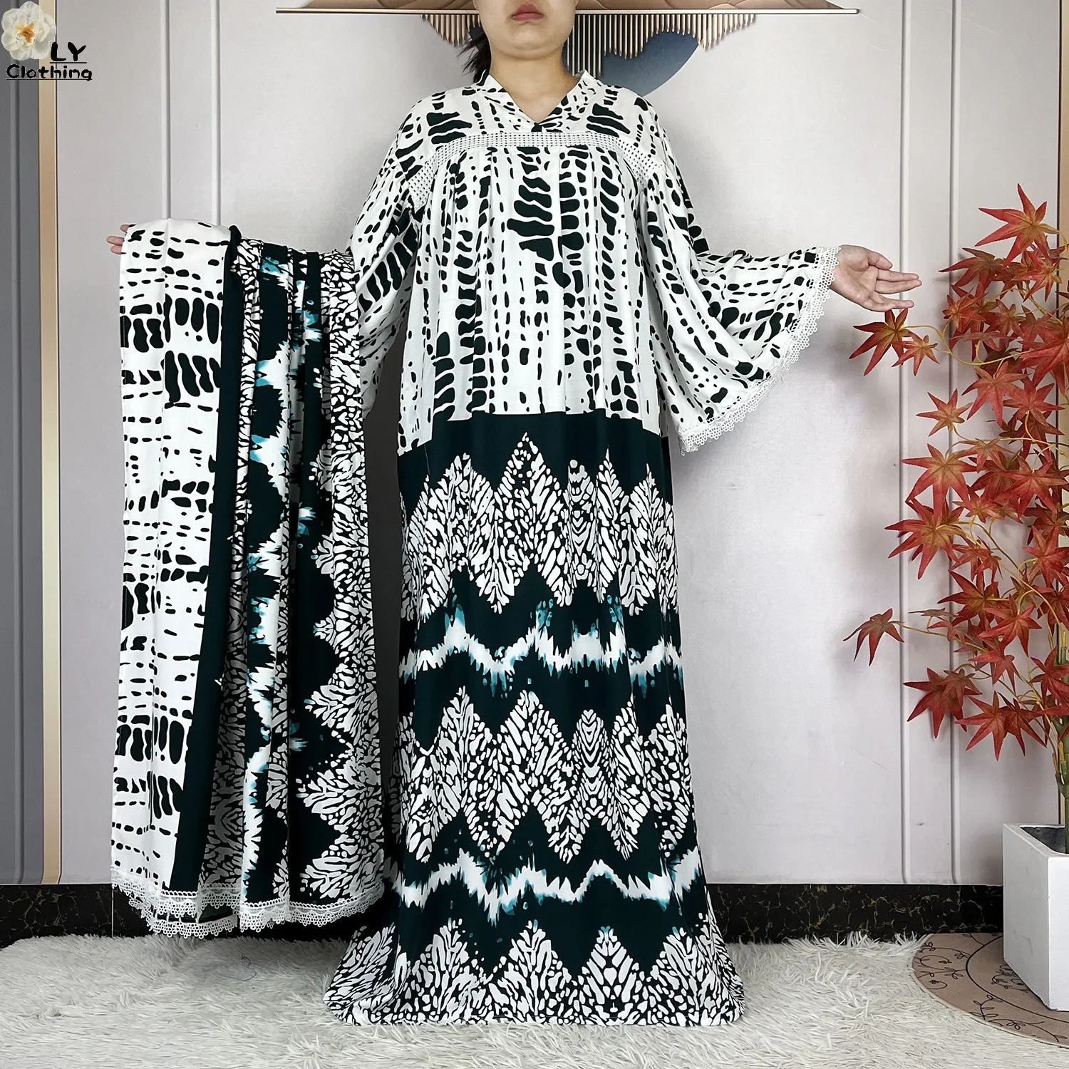 أحدث عباءة أفريقية لعام 2026 مطبوعة من القطن الخالص للنساء، فستان طويل فضفاض، أزياء دبي العصرية للعطلات والحفلات مع وشاح كبير أحدث عباءة أفريقية لعام 2026 مطبوعة من القطن الخالص للنساء، فستان طويل فضفاض، أزياء دبي العصرية للعطلات والحفلات مع وشاح كبير