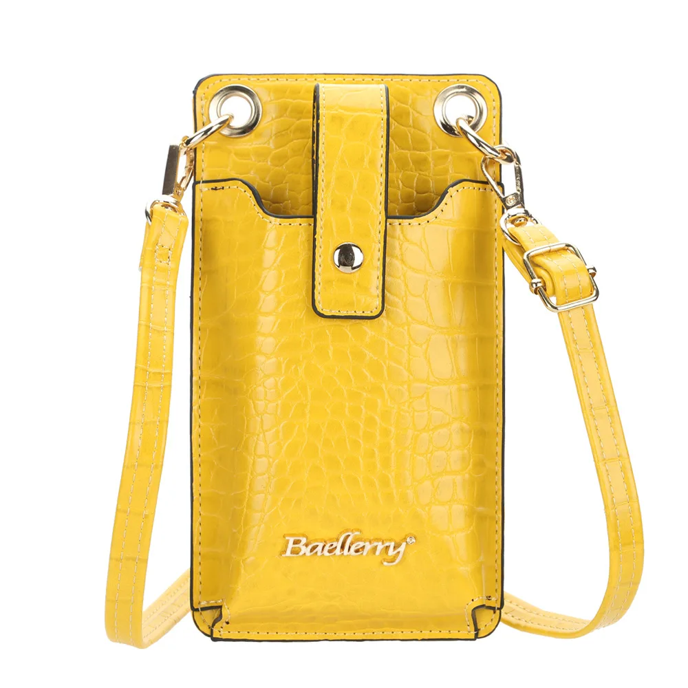 

New mobile phone bag with European and American crocodile pattern multi card holder, fashionable vertical zipper crossbody bag