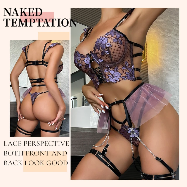 Ensemble de lingerie sexy en dentelle transparente pour femmes, sous-vêtements pour adultes, lingerie sexy, ensemble distributeur, chancelier, 7.0 2