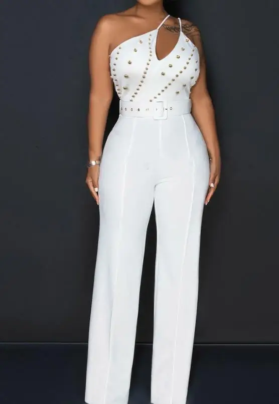 Temperament Jumpsuit Women 2023 Autumn New Fashion Casual Elegant Commuting Solid One Shoulder Cutout Studded Long Jumpsuits
Temperament Jumpsuit Women 2023 Autumn New Fashion Casual Elegant Commuting Solid One Shoulder Cutout Studded Long Jumpsuits