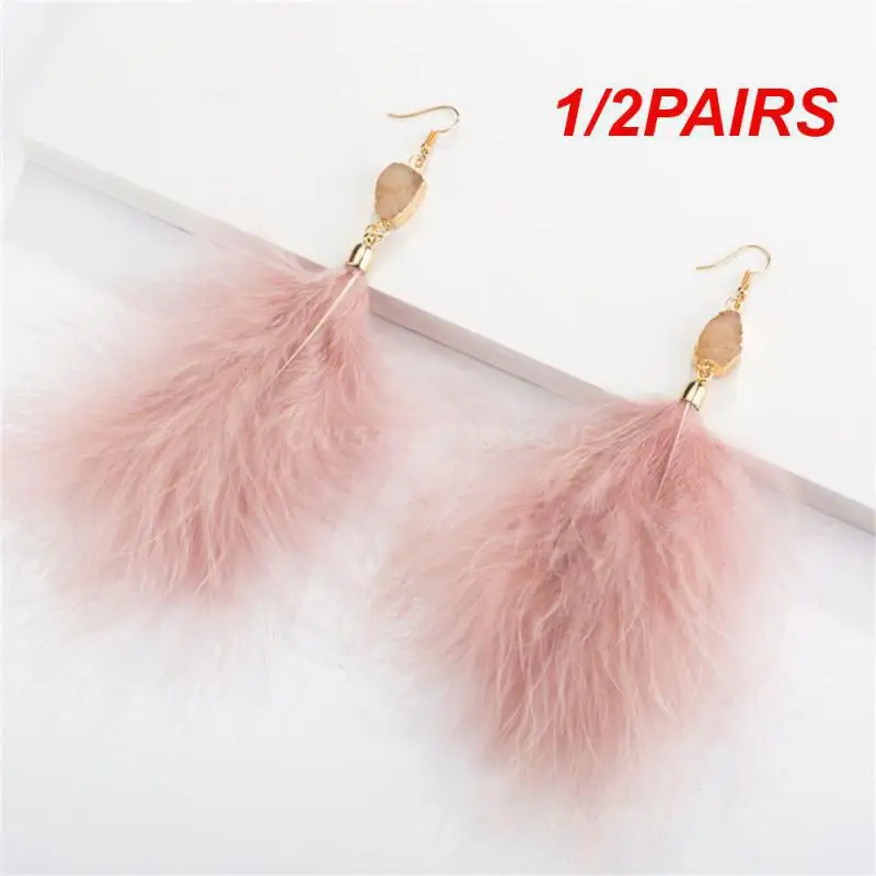 

1/2PAIRS Accessories Fashion Tassel Feather Earring Grace Vintage Pendant Bohemia Feather Does Not Fade Tassel No Fading