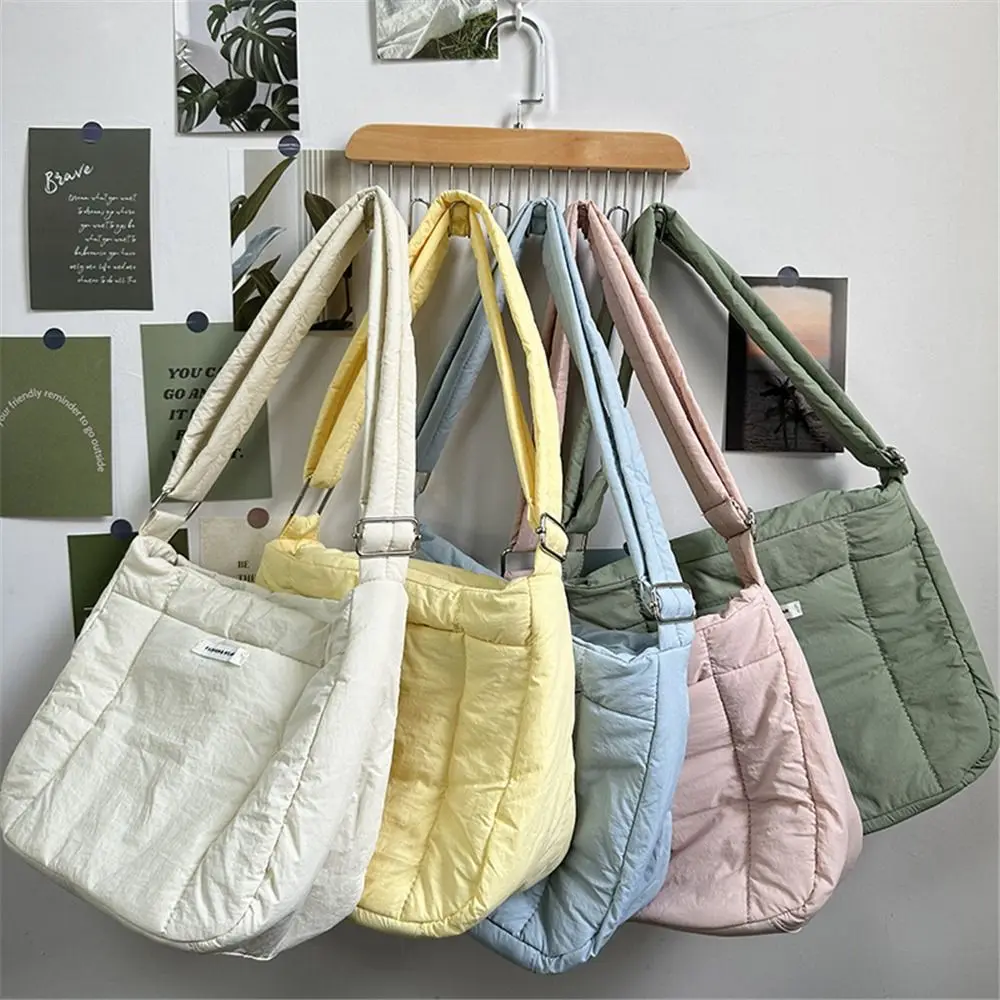 

Nylon Quilted Tote Bag Solid Color Lightweight Puffer Hobo Handbag Large Capacity Quilted Padding Shoulder Bag for Women