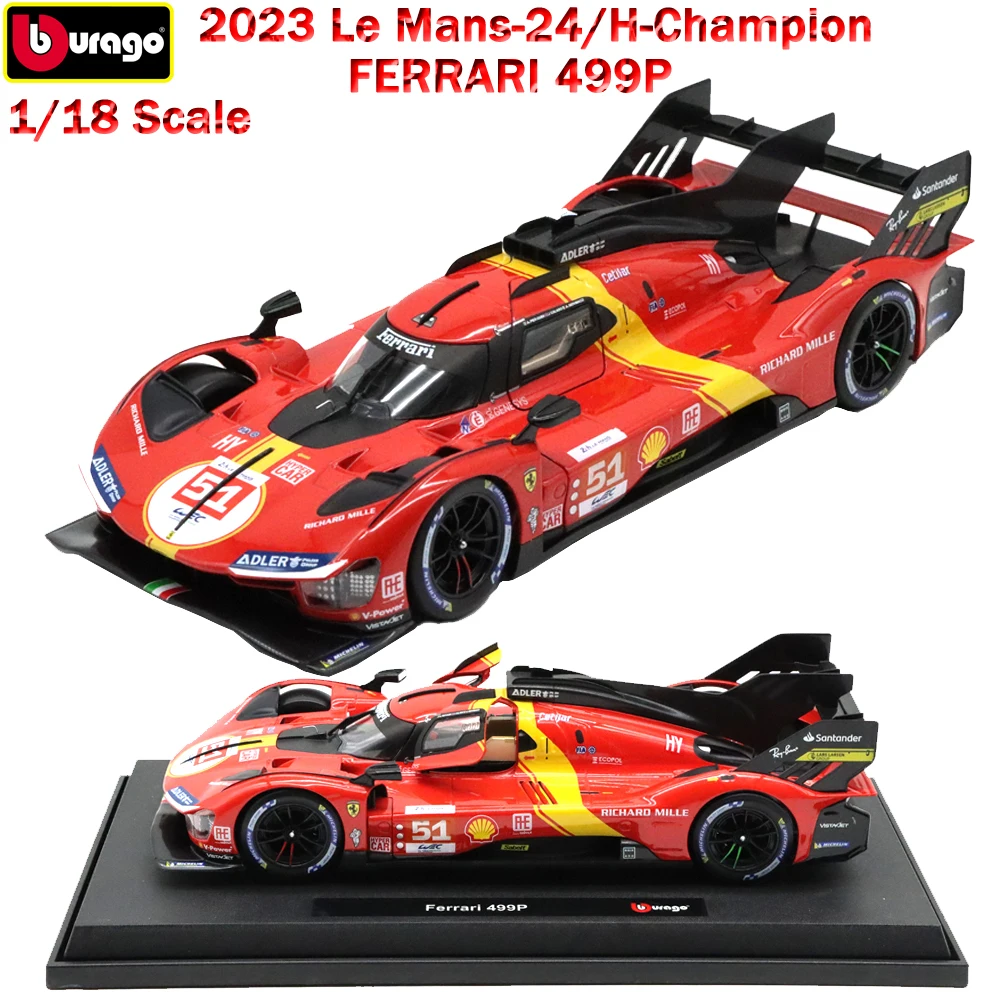 

FERRARI 499P Hypercar 2023 Le Mans Champion Ferrari 499P Bburago 1/18 Diecast Alloy Cars Model Collection Gifts For Adults