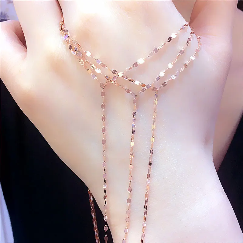 585 purple gold plated 14K rose gold fashion new Shiny necklace long classic tassel clavicle chain accessories jewelry for women
585 purple gold plated 14K rose gold fashion new Shiny necklace long classic tassel clavicle chain accessories jewelry for women