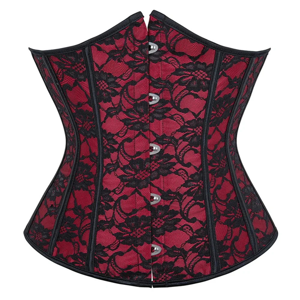 

Crimson Short Torso Hourglass Waist Corset Sexy Gothic Bustiers and Corsets Underbust Waist Trainer Slimming Waist Cincher