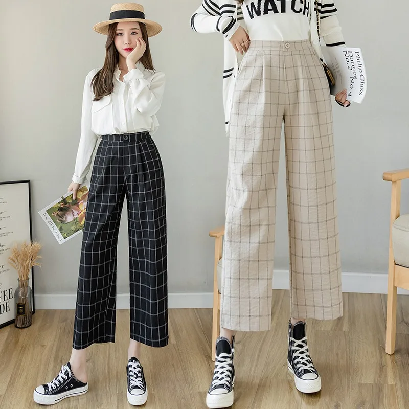Cotton Linen Wide Leg Spring And Summer Fashion All-match Plaid Pattern High Waist Loose Straight Linen Ninth Casual Pants
Cotton Linen Wide Leg Spring And Summer Fashion All-match Plaid Pattern High Waist Loose Straight Linen Ninth Casual Pants