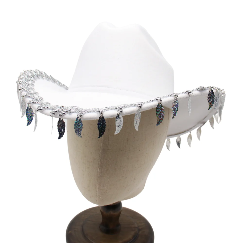 New Fashion Tassel Women Western Cowboy Hat White Stage Performance Bride Lady Cowgirl Fedora Hat Party Men's Elegant Felt Hats
New Fashion Tassel Women Western Cowboy Hat White Stage Performance Bride Lady Cowgirl Fedora Hat Party Men's Elegant Felt Hats