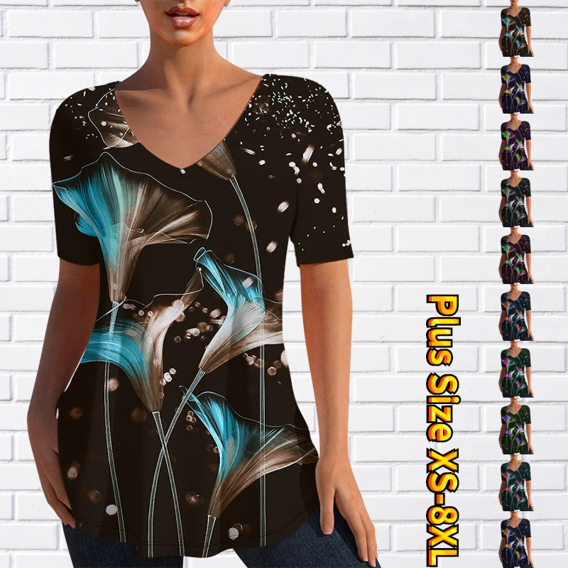 2023 New V-neck Short Sleeve 3D Print T-shirt Ladies Casual Clothing Summer Pullover Fashion T-shirt Women's Street Long T-shirt
2023 New V-neck Short Sleeve 3D Print T-shirt Ladies Casual Clothing Summer Pullover Fashion T-shirt Women's Street Long T-shirt