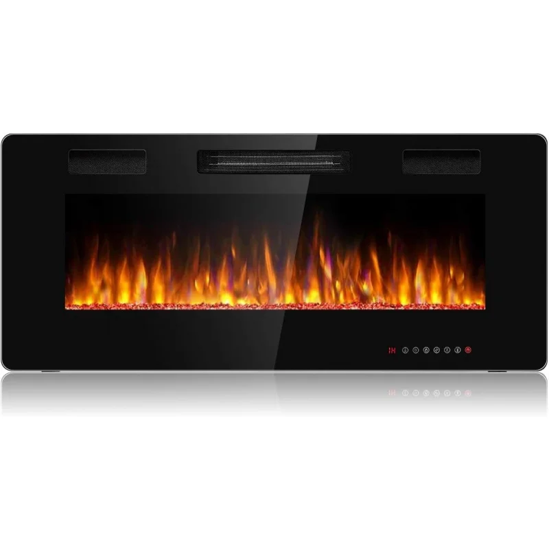 

Tangkula 42 Inches Recessed Electric Fireplace, in-Wall & Wall Mounted Electric Heater with Adjustable Flame Color & Spe