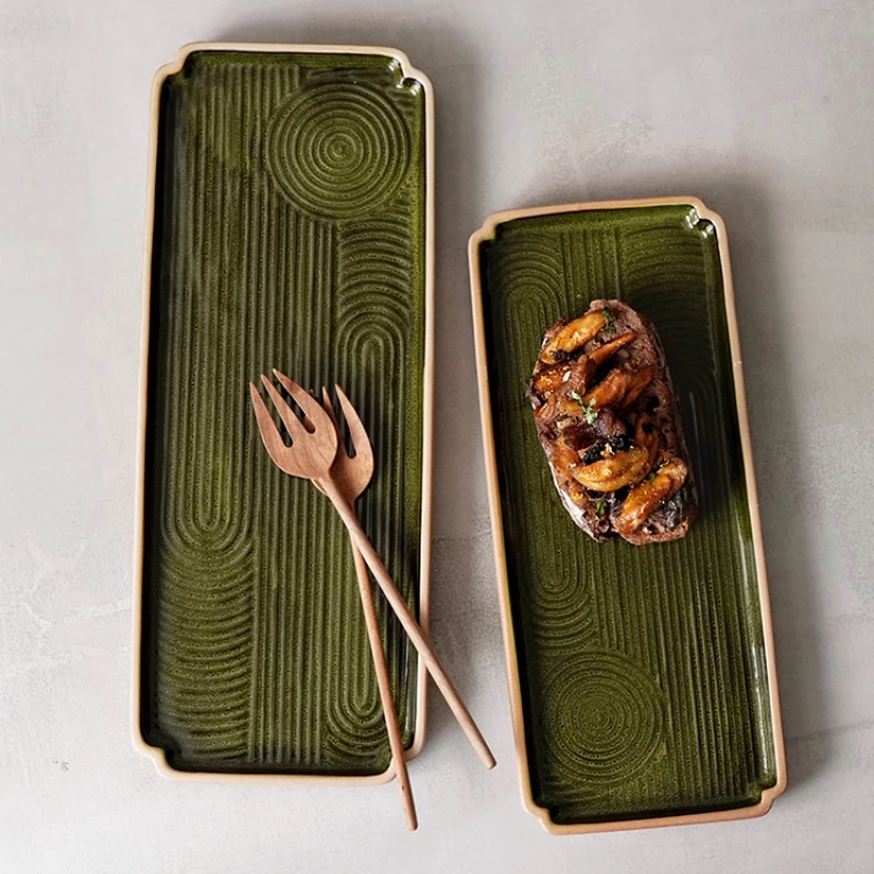 Japanese rectangular sashimi glazed pottery retro fish plate home Japanese sushi plate
Japanese rectangular sashimi glazed pottery retro fish plate home Japanese sushi plate