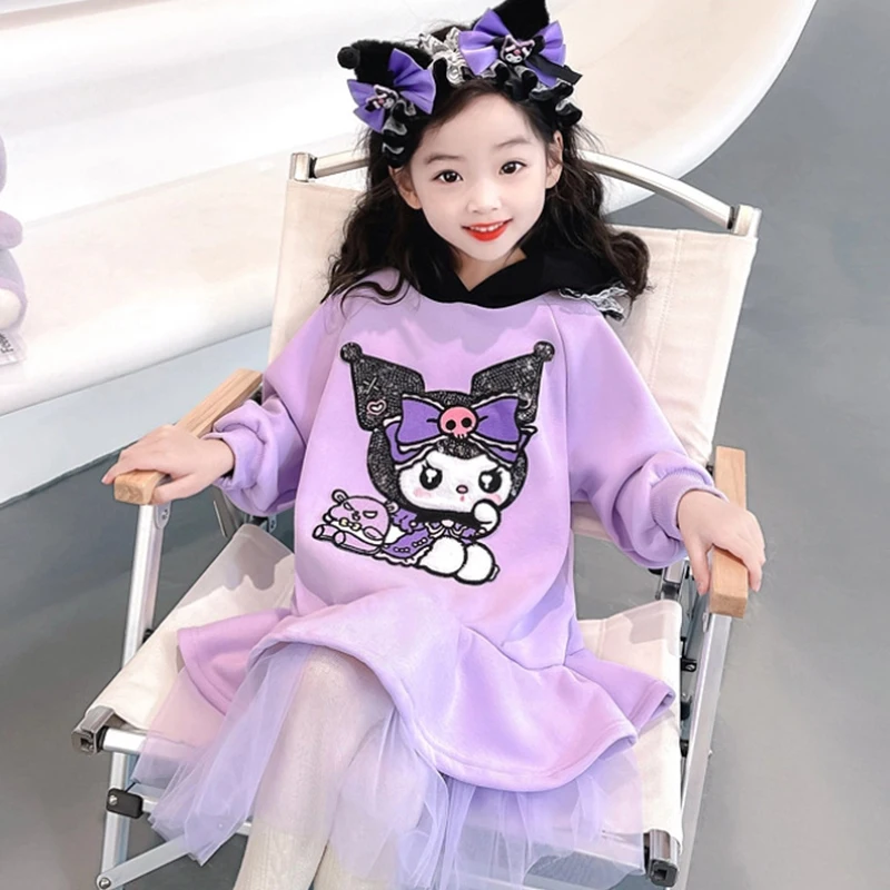 Anime Sanrio Kuromi Girls Winter Cotton Dress Kawaii Children's Hooded Plus Fleece Clothing Autumn Cute Cartoon Princess Dress
Anime Sanrio Kuromi Girls Winter Cotton Dress Kawaii Children's Hooded Plus Fleece Clothing Autumn Cute Cartoon Princess Dress