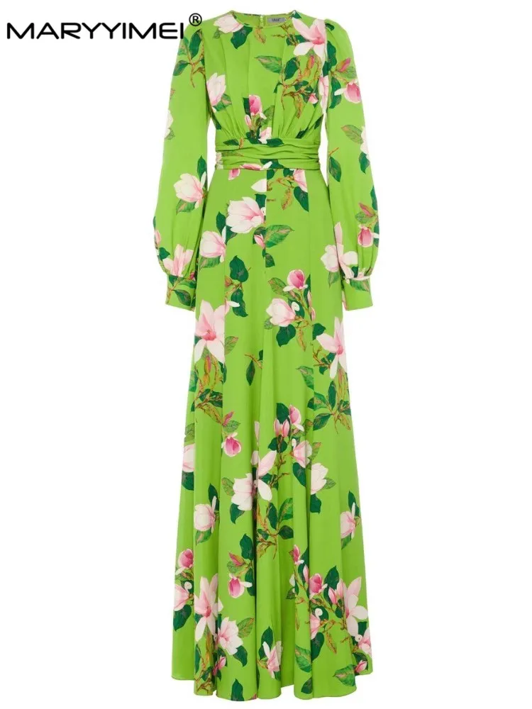 MARYYIMEI Spring Summer Fashion Women's dress Long sleeved Green Print Holiday Long Evening Dresses
MARYYIMEI Spring Summer Fashion Women's dress Long sleeved Green Print Holiday Long Evening Dresses