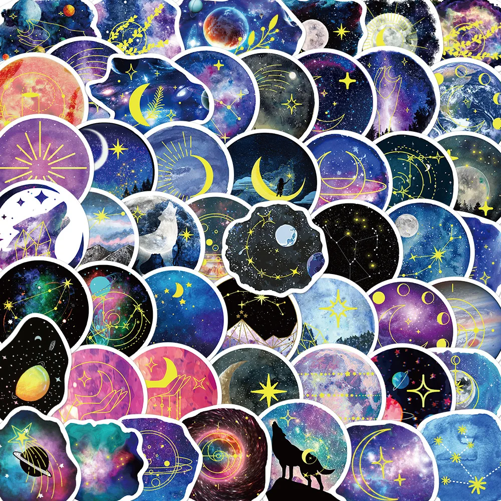 

10/30/50PCS Moonlight Planet Graffiti Stickers Decorative Stationery Scrapbooking DIY Diary Album Laptop Waterproof Sticker Gift