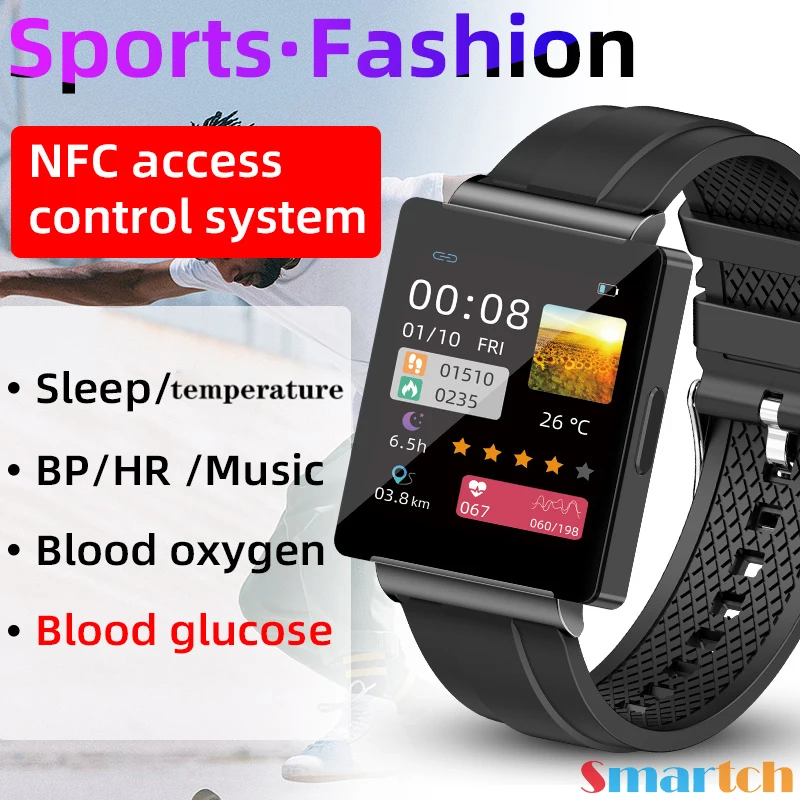 Blood Glucose Blood Oxygen Smart Watch NFC Access Control Music Men Women Sports Fitness Heart Rate Body Temperature Smartwatch
Blood Glucose Blood Oxygen Smart Watch NFC Access Control Music Men Women Sports Fitness Heart Rate Body Temperature Smartwatch