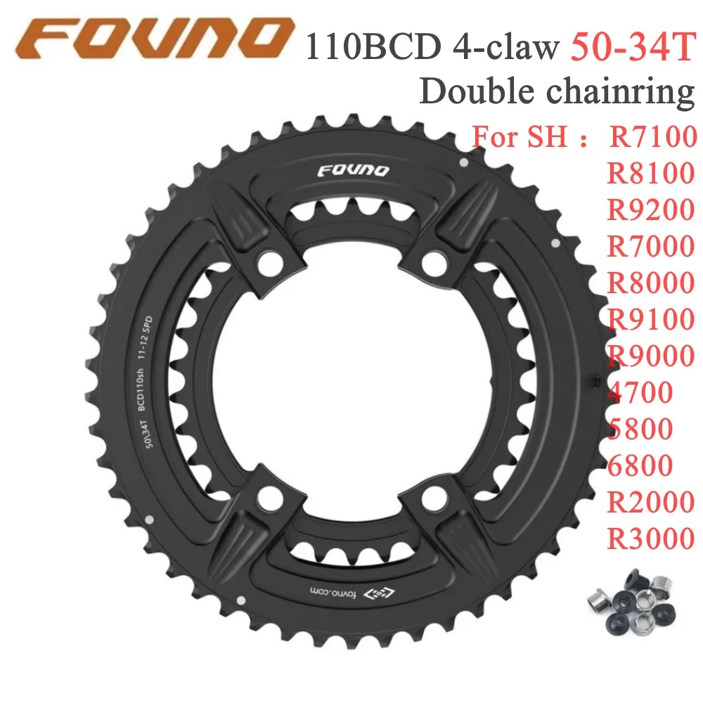 

FOVNO 110BCD Chainring Road Bike 4claw 50-34T double Speed Gear disc For Shimano 5800 6800 R7000 R8000 R9100 bicycle crank parts