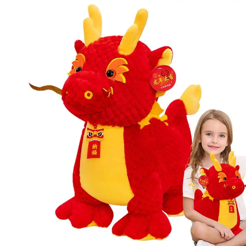 

Дракон плюшевая игрушка китайский дракон, плюшевая кукла, набивное животное на удачу, талисман дракона на Лунный Новый год для весеннего фестиваля, домашний магазин