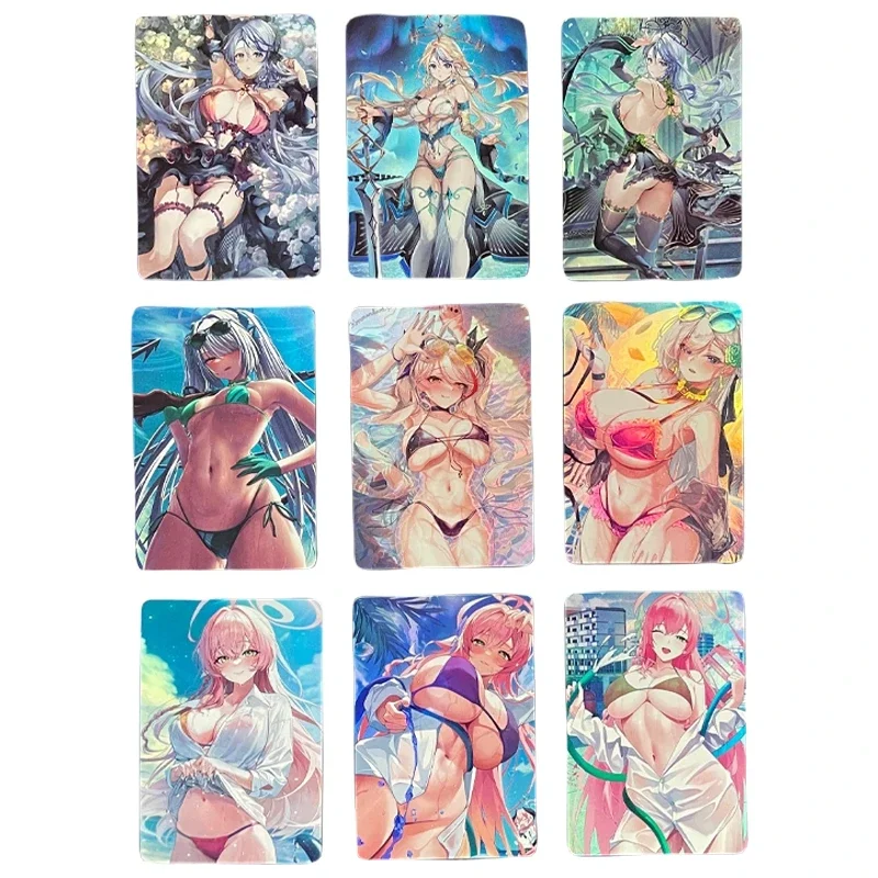 

3pcs/set ACG Sexy Beach Swimsuit Girl Refraction Flashcards Animation Characters Anime Classics Game Collection Cards Toy Gift
