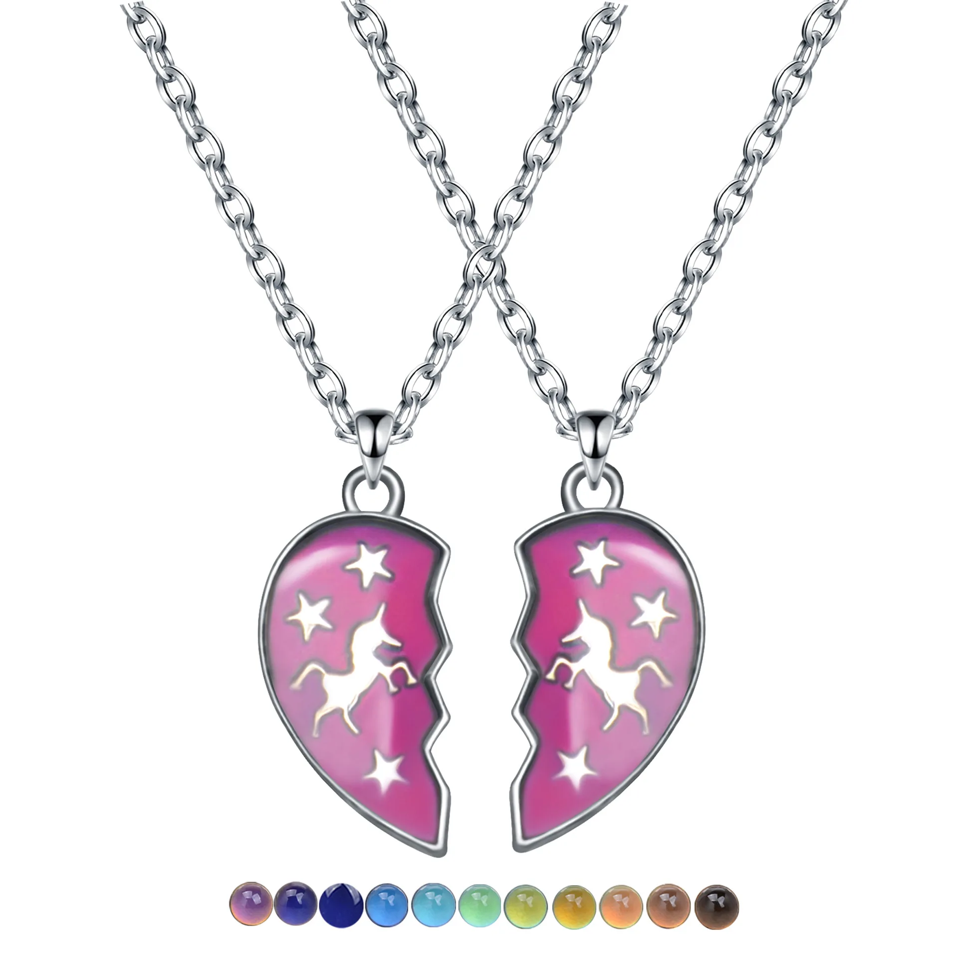 Mood Necklaces Unicorn Love Heart Warm Color Change Pendant Stainless Steel Chain Jewelry for Lovers
Mood Necklaces Unicorn Love Heart Warm Color Change Pendant Stainless Steel Chain Jewelry for Lovers