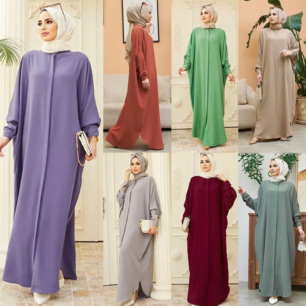 

New Long-sleeved Fashion Muslim Dress Dubai Loose Elegant Bat Sleeves Robes Middle East Kaftan Robe Pour Femme Musulmane