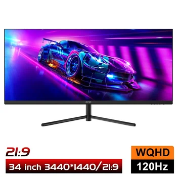 21:9 WQHD 데스크탑 LED 게임 콘솔 컴퓨터 화면, 34 인치 디스플레이, 120Hz 와이드 디스플레이, 구부러지지 않는 DP, 3440x1440 모니터, 신제품
