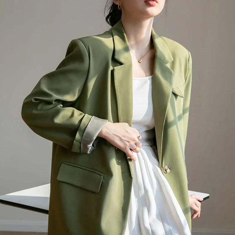 

Loose Women's Blazers Winter 2023 Solid Clothing Female Coats and Jackets Green Deals American Woman Blazer Luxury Hot Outerwear