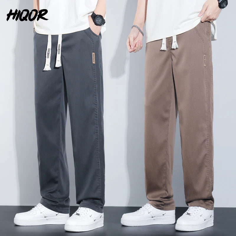 

HIQOR летние эластичные повседневные мужские брюки новые в 5 цветах ледяные шелковые брюки мужские тонкие брюки мужские корейские Молодежные